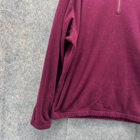 LL Bean Sweater Men Large Burgundy 1/4 Zip Sweatshirt Warm Outdoors Fleece VTG - Picture 3 of 12